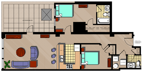 a floor plan of a house with bedrooms and a living room